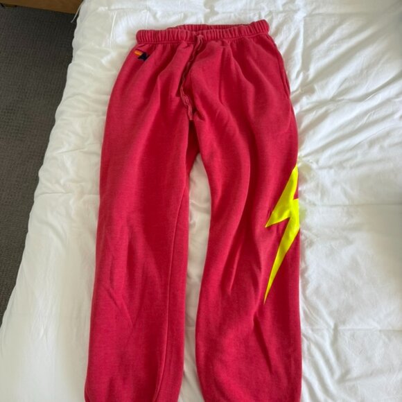Aviator Nation Red Lightning Bolt Sweatpants - Picture 1 of 4
